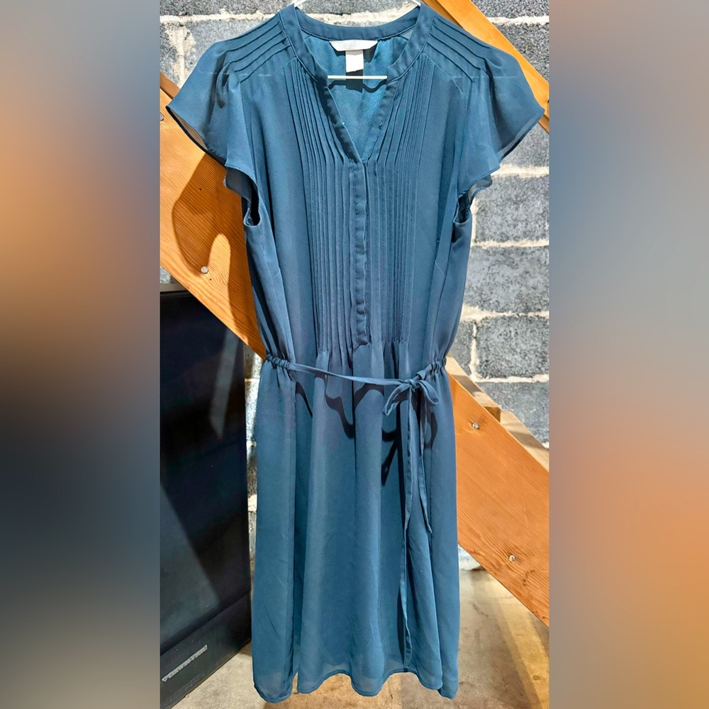 H&M NAVY BLUE MIDI DRESS - Picture 1 of 2